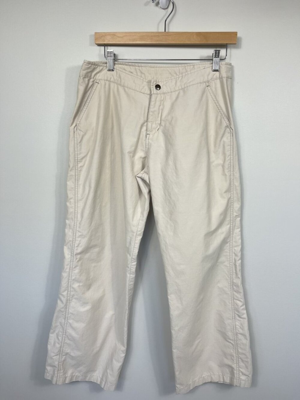 Kuhl Pants Womens Large Tan Khaki Button Front Wide Leg Hiking Lightweight